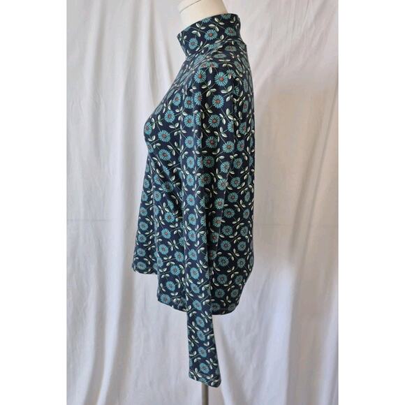 Anthropologie Maeve Mod Women's Blue Floral High Neck Pullover Top Small - Picture 4 of 6